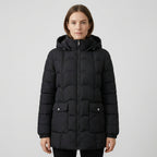 Eleanor | Sculpted Belted Hooded Puffer Jacket with Scallop Quilting - Lumina