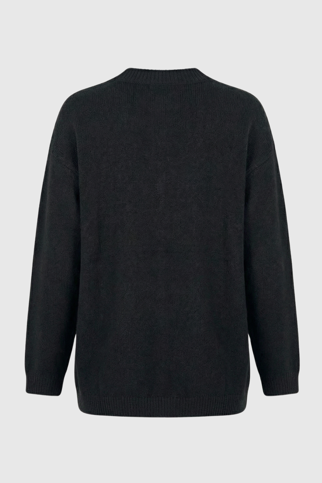 Elena | Cozy Black Knit Cardigan with Ribbed Details - Lumina