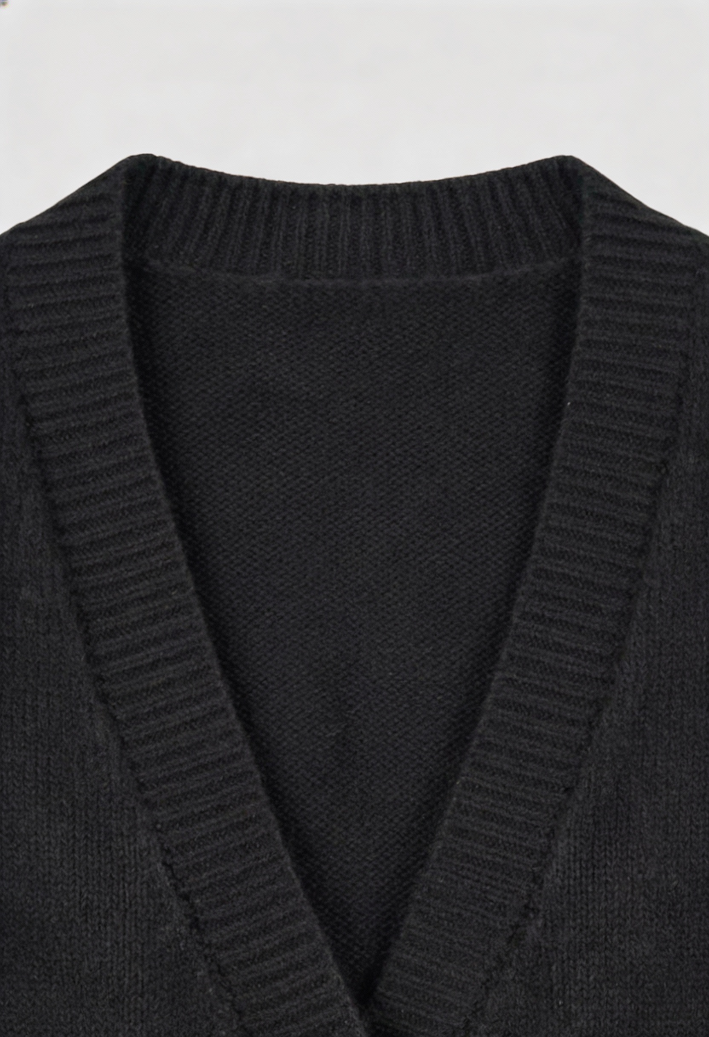 Elena | Cozy Black Knit Cardigan with Ribbed Details - Lumina
