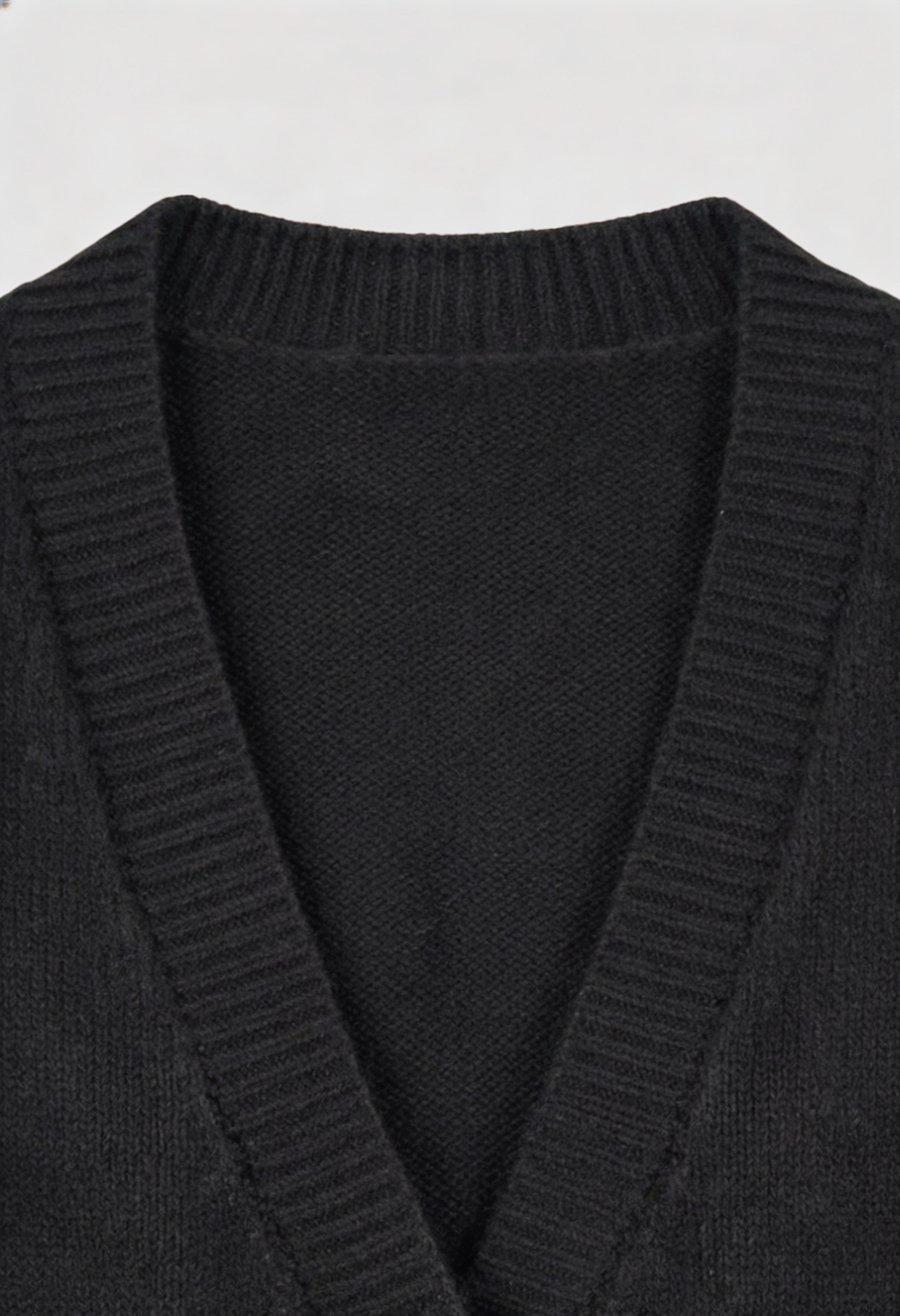 Elena | Cozy Black Knit Cardigan with Ribbed Details - Lumina