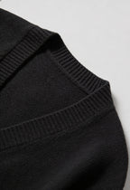 Elena | Cozy Black Knit Cardigan with Ribbed Details - Lumina