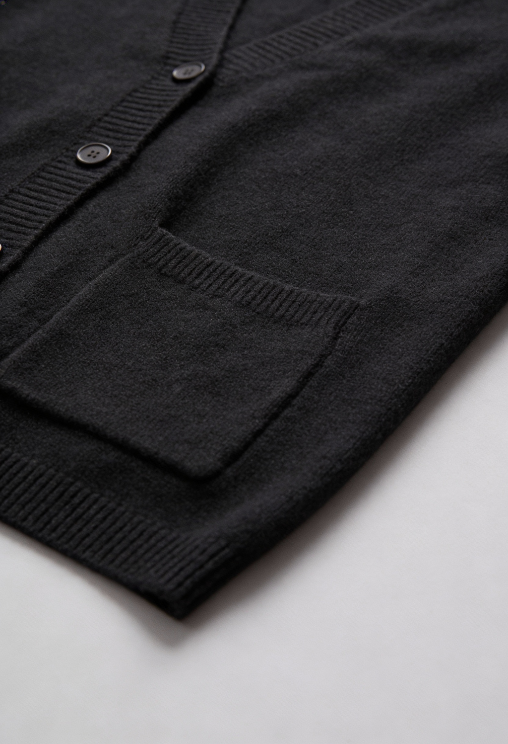 Elena | Cozy Black Knit Cardigan with Ribbed Details - Lumina