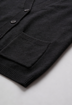 Elena | Cozy Black Knit Cardigan with Ribbed Details - Lumina