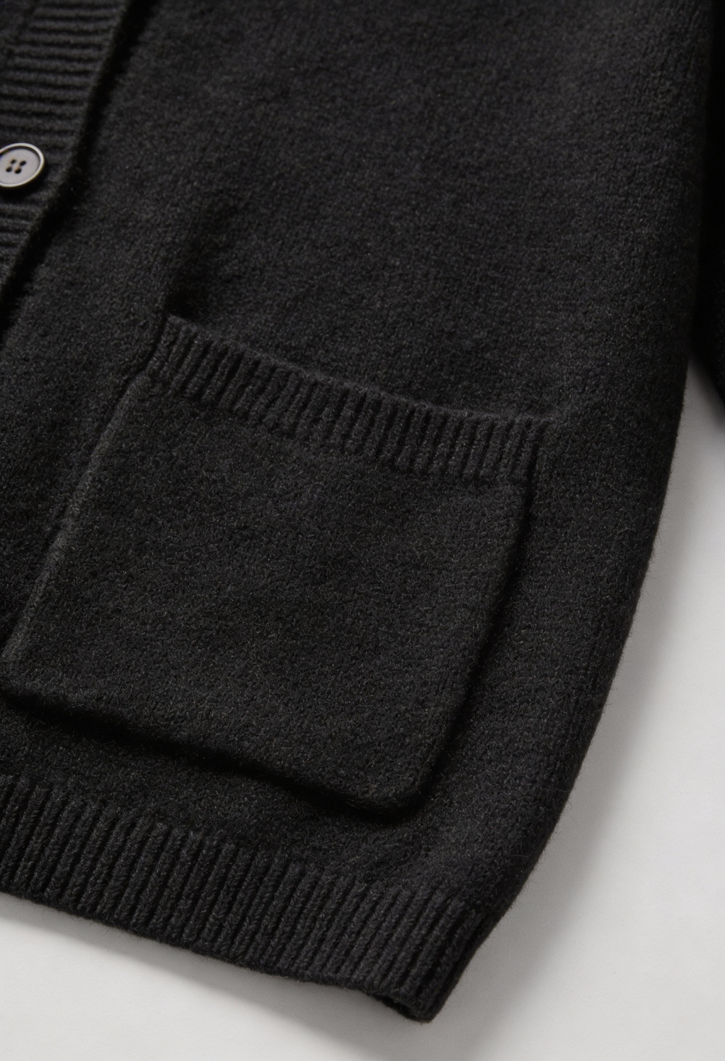 Elena | Cozy Black Knit Cardigan with Ribbed Details - Lumina