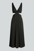 Elena | Elegant Black Pleated Dress with Flattering Silhouette - Lumina