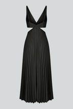 Elena | Elegant Black Pleated Dress with Flattering Silhouette - Lumina