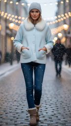Elena | Jacket with Fluffy Collar - Lumina