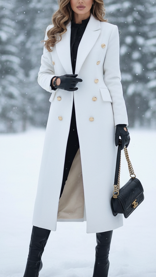 Elena Luxe | Double-Breasted Longline Coat – Lumina