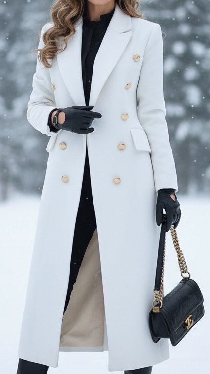 Elena Luxe | Double-Breasted Longline Coat – Lumina