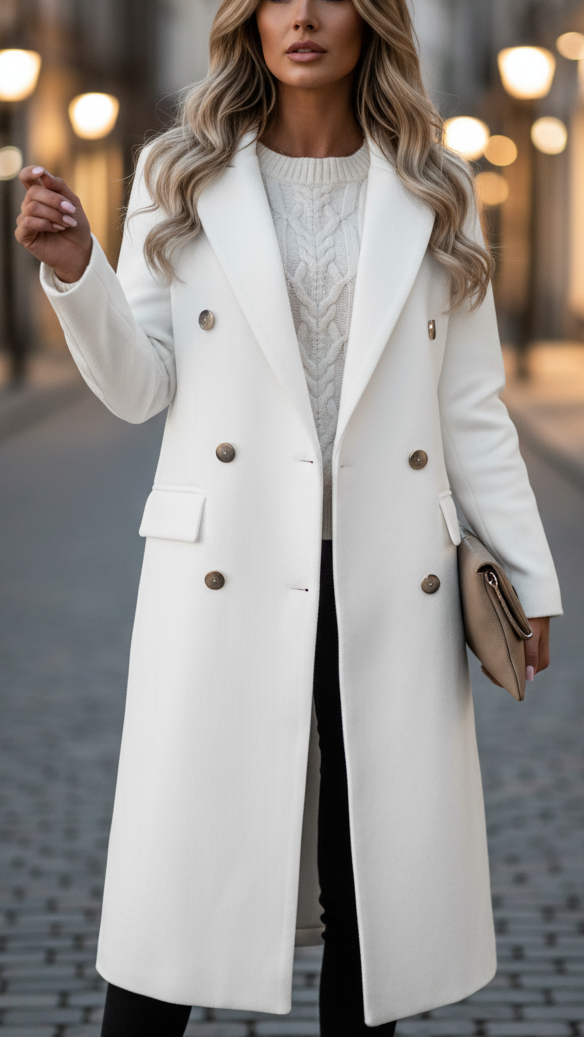 Elena Prestige | Longline Double-Breasted Coat – Lumina
