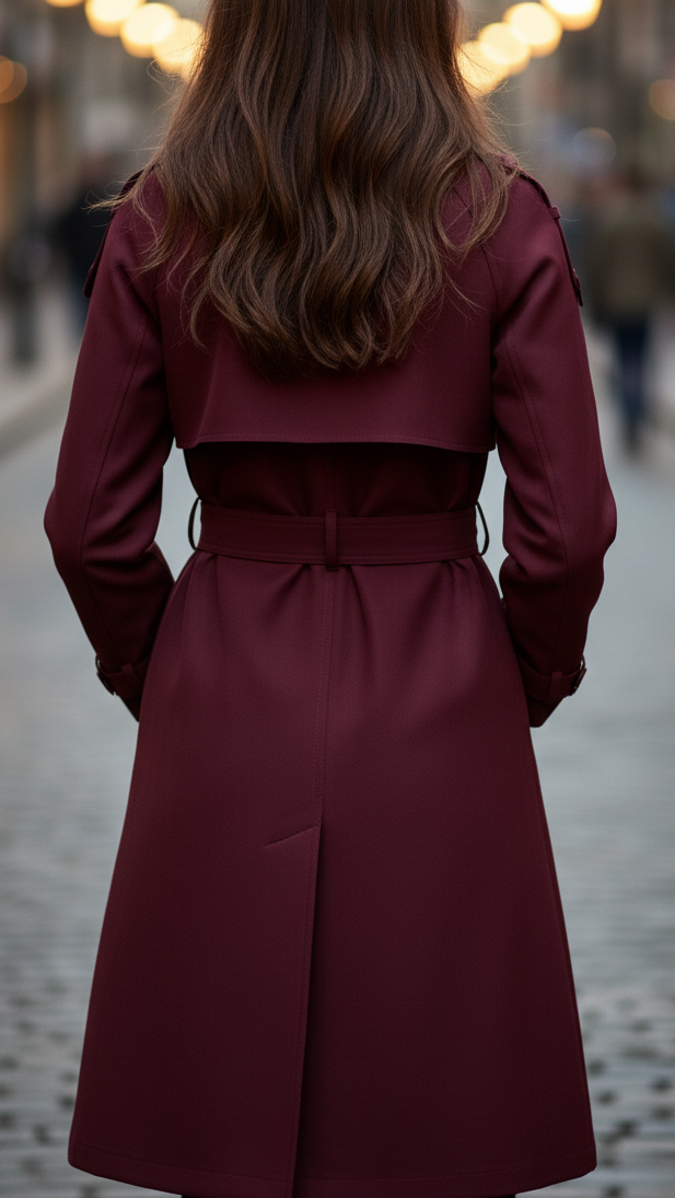 Elena Rouge | Double-Breasted Belted Trench Coat – Lumina