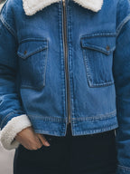 Elena | Sherpa-Lined Denim Jacket - Lumina