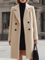 Elena | Textured Double-Breasted Coat - Lumina