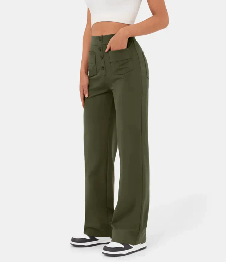 Elsa | Comfortable High-Waist Black Trousers with Pockets - Lumina