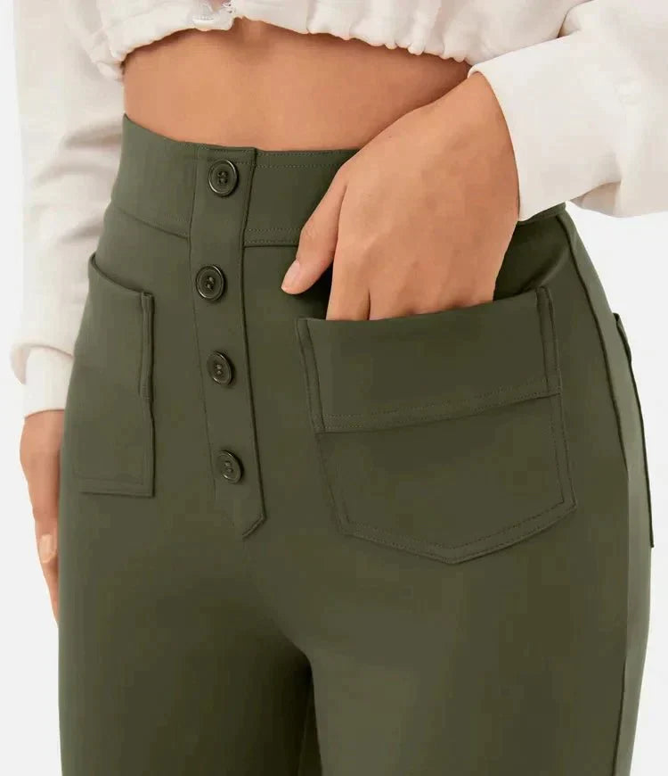 Elsa | Comfortable High-Waist Black Trousers with Pockets - Lumina