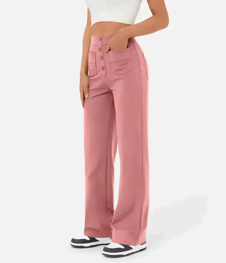 Elsa | Comfortable High-Waist Black Trousers with Pockets - Lumina