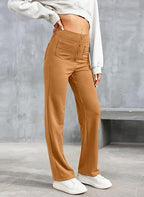 Elsa | Comfortable High-Waist Black Trousers with Pockets - Lumina