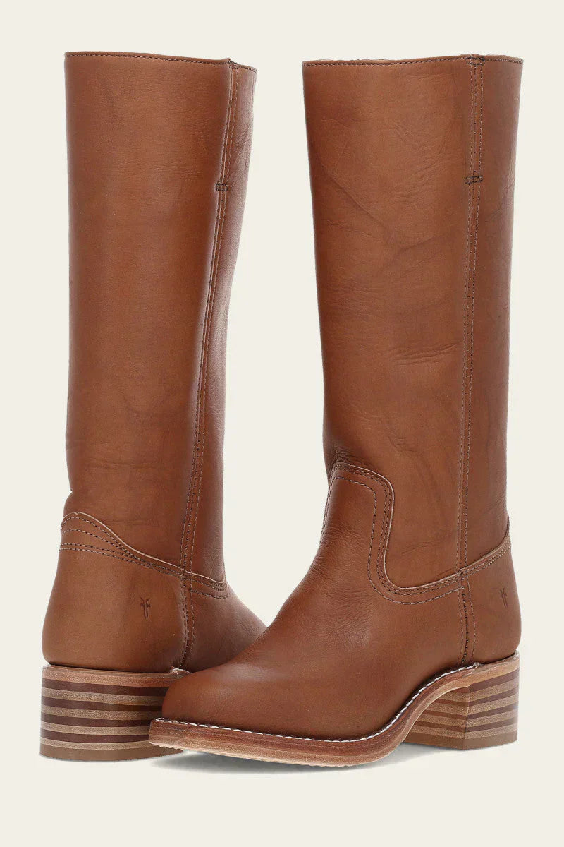 Emily | Classic Western Mid Calf Boots with Stacked Heel - Lumina