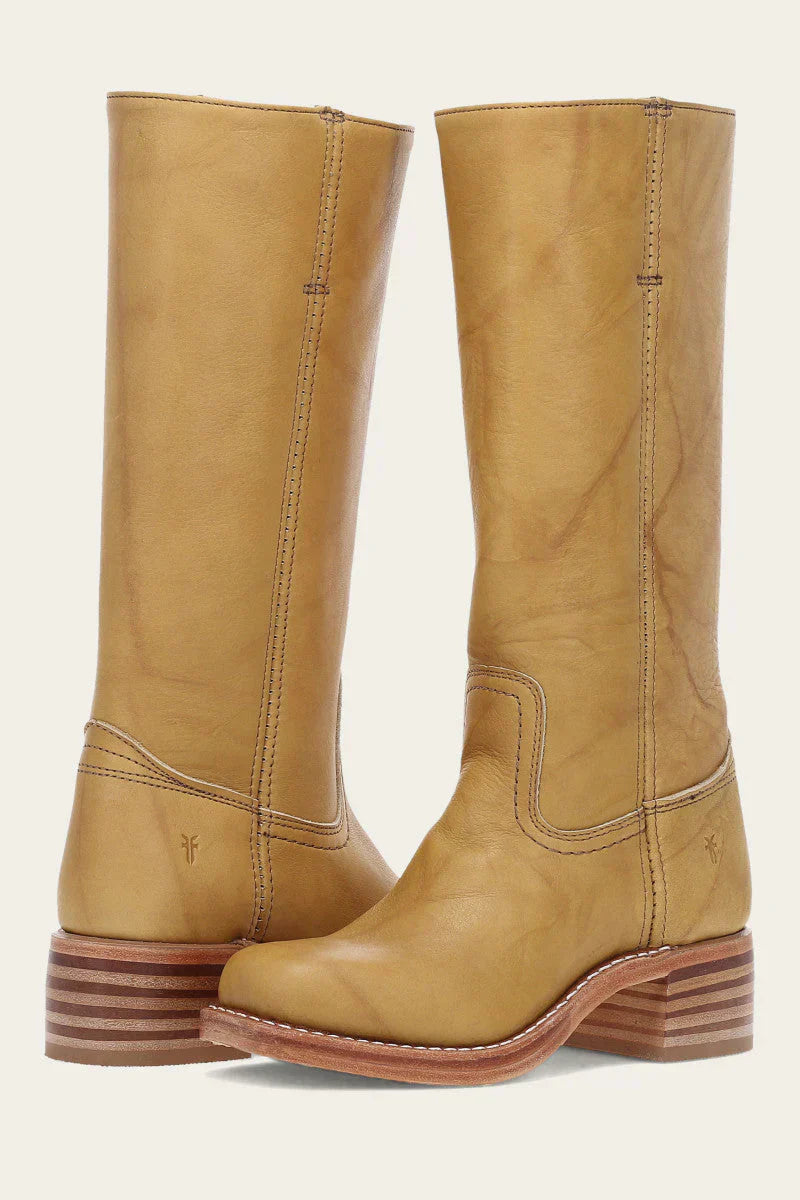 Emily | Classic Western Mid Calf Boots with Stacked Heel - Lumina