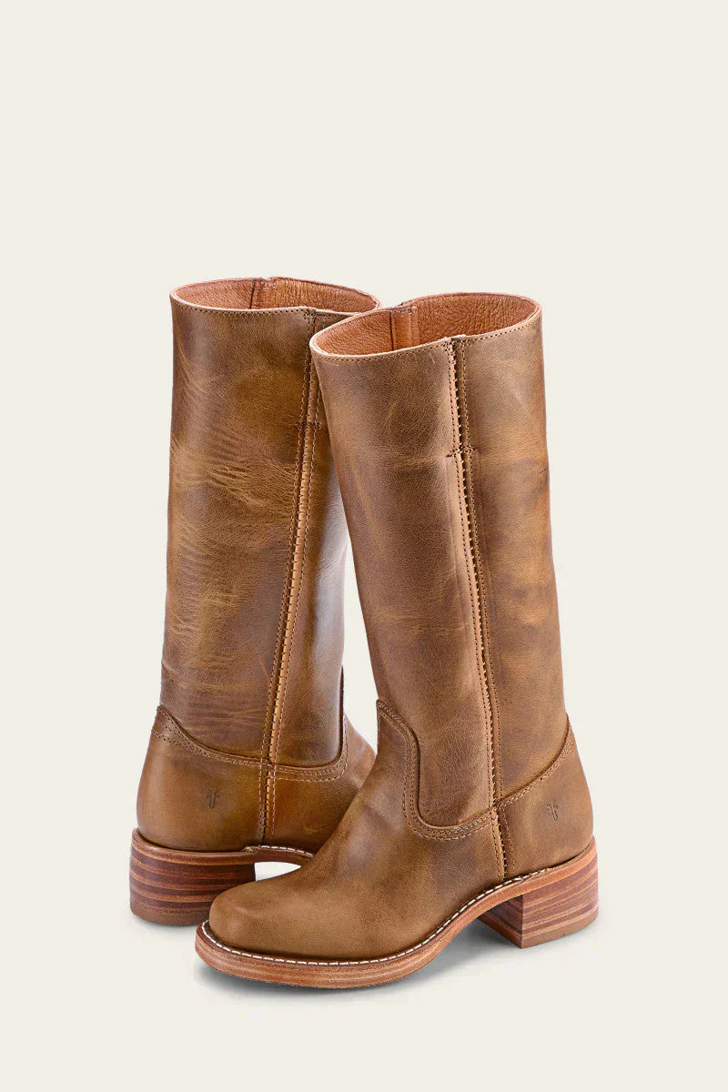 Emily | Classic Western Mid Calf Boots with Stacked Heel - Lumina