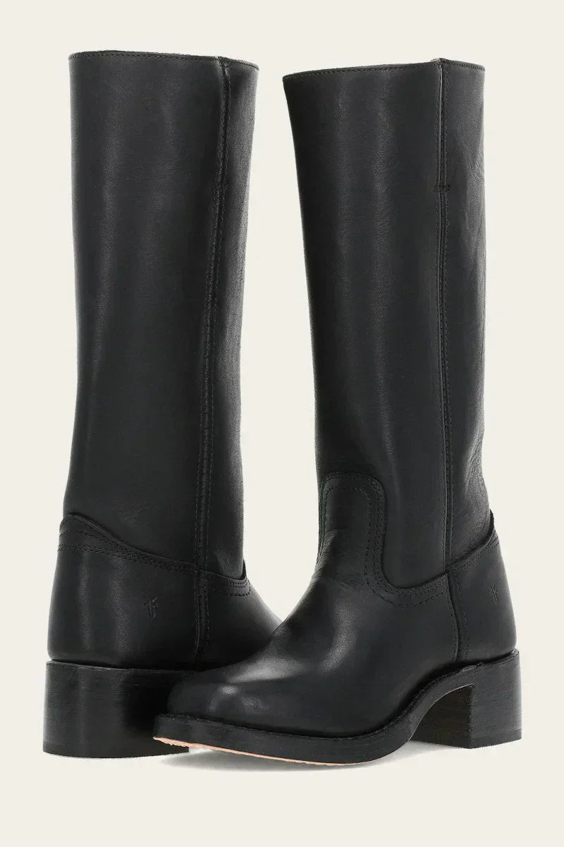 Emily | Classic Western Mid Calf Boots with Stacked Heel - Lumina