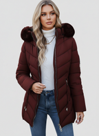 Florence | Elegant Quilted Puffer Coat with Faux-Fur Hood - Lumina