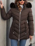 Florence | Elegant Quilted Puffer Coat with Faux-Fur Hood - Lumina