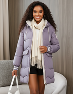 Gemma | Sporty Contrast-Lined Hooded Long Puffer Coat - Lumina