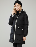 Gemma | Sporty Contrast-Lined Hooded Long Puffer Coat - Lumina