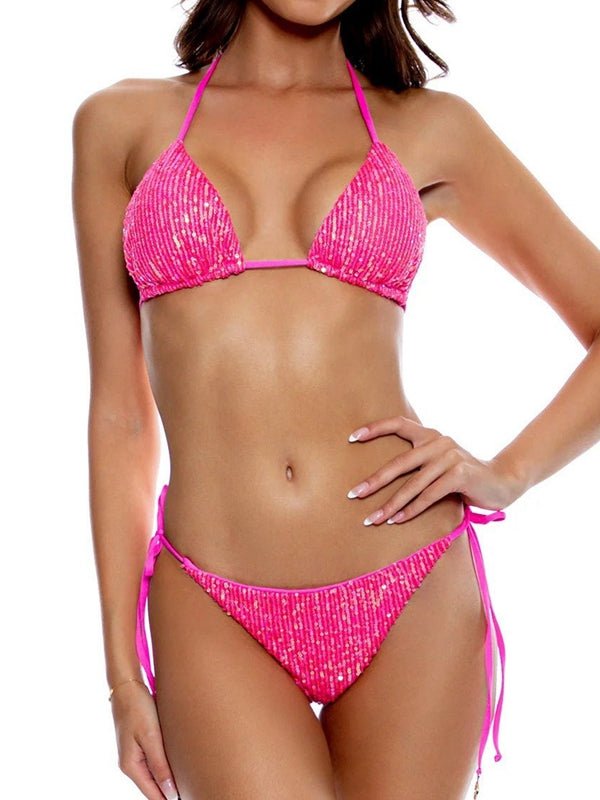 Gleaming Sequin Bikini Set for a Sparkling Beach Look