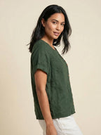Grace | Relaxed Linen Blouse with Button Detail - Lumina