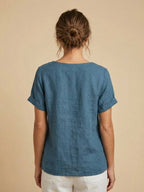 Grace | Relaxed Linen Blouse with Button Detail - Lumina