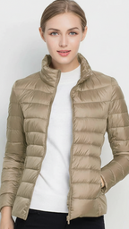 Harriet | Lightweight Black Puffer Jacket with Stand Collar - Lumina
