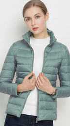 Harriet | Lightweight Black Puffer Jacket with Stand Collar - Lumina