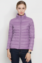 Harriet | Lightweight Black Puffer Jacket with Stand Collar - Lumina