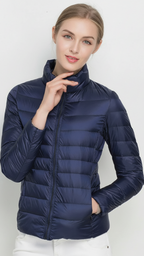 Harriet | Lightweight Black Puffer Jacket with Stand Collar - Lumina