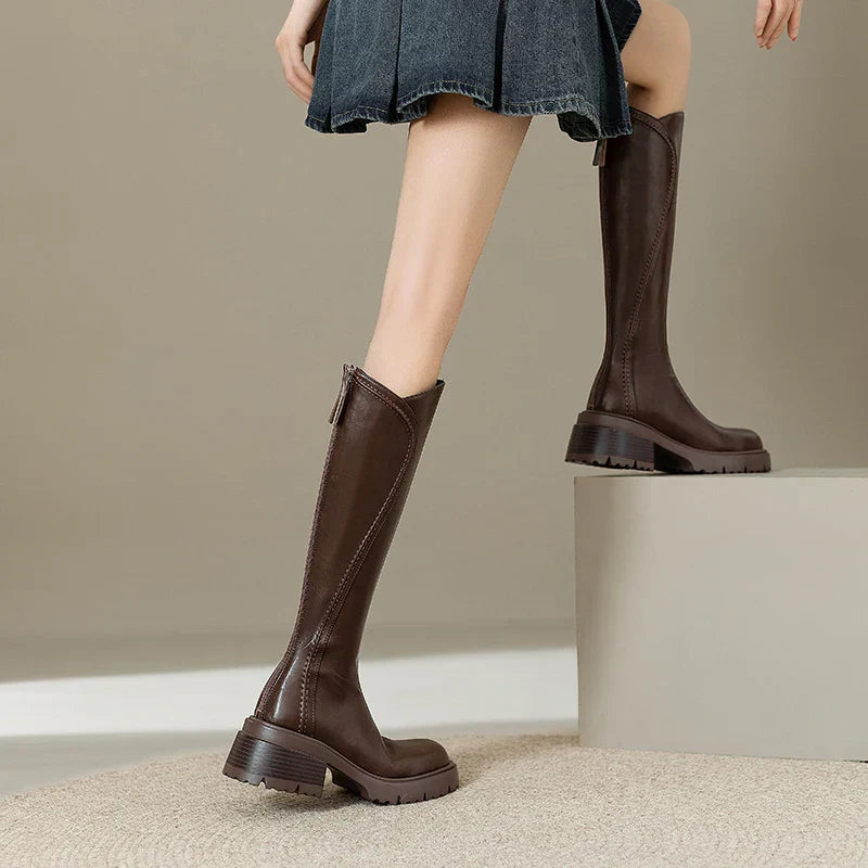 Hazel | Elegant Black Knee High Boots with Orthopedic Support - Lumina