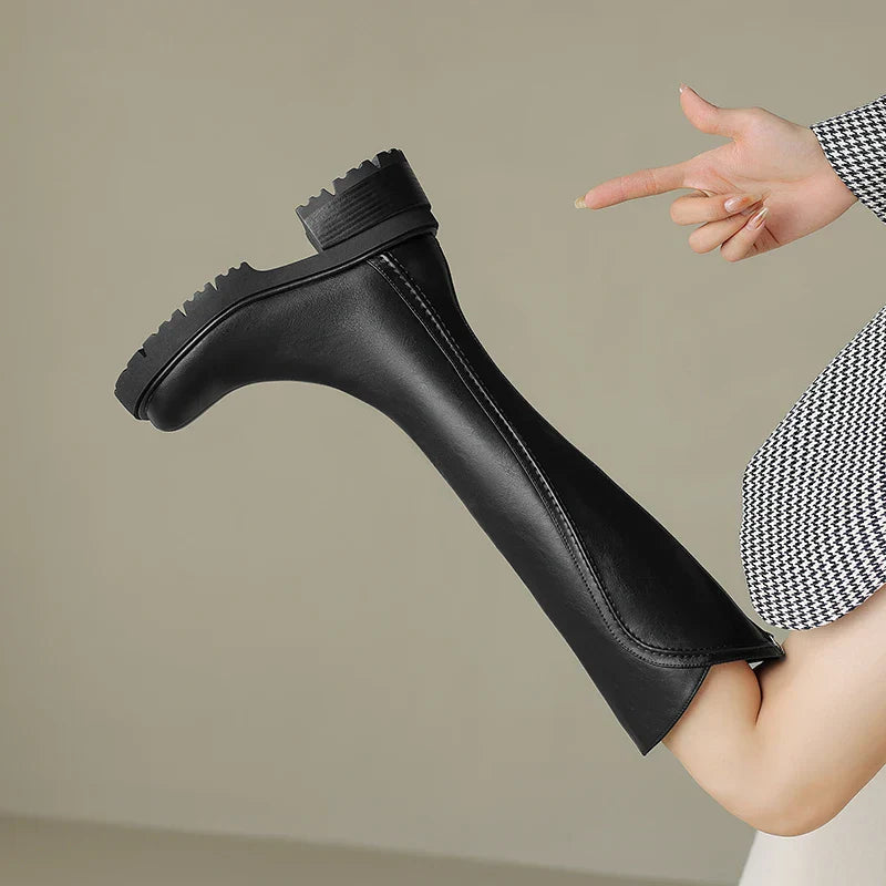 Hazel | Elegant Black Knee High Boots with Orthopedic Support - Lumina