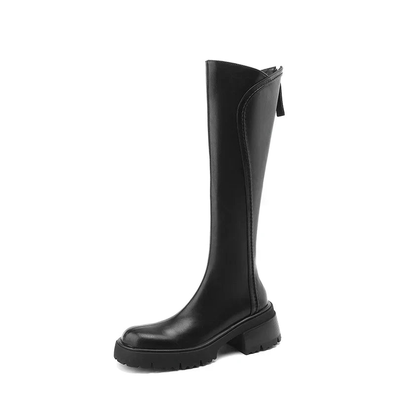 Hazel | Elegant Black Knee High Boots with Orthopedic Support - Lumina