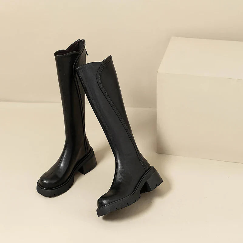 Hazel | Elegant Black Knee High Boots with Orthopedic Support - Lumina