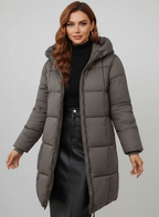 Holly | Cozy Longline Hooded Puffer Coat with Minimalist Design - Lumina