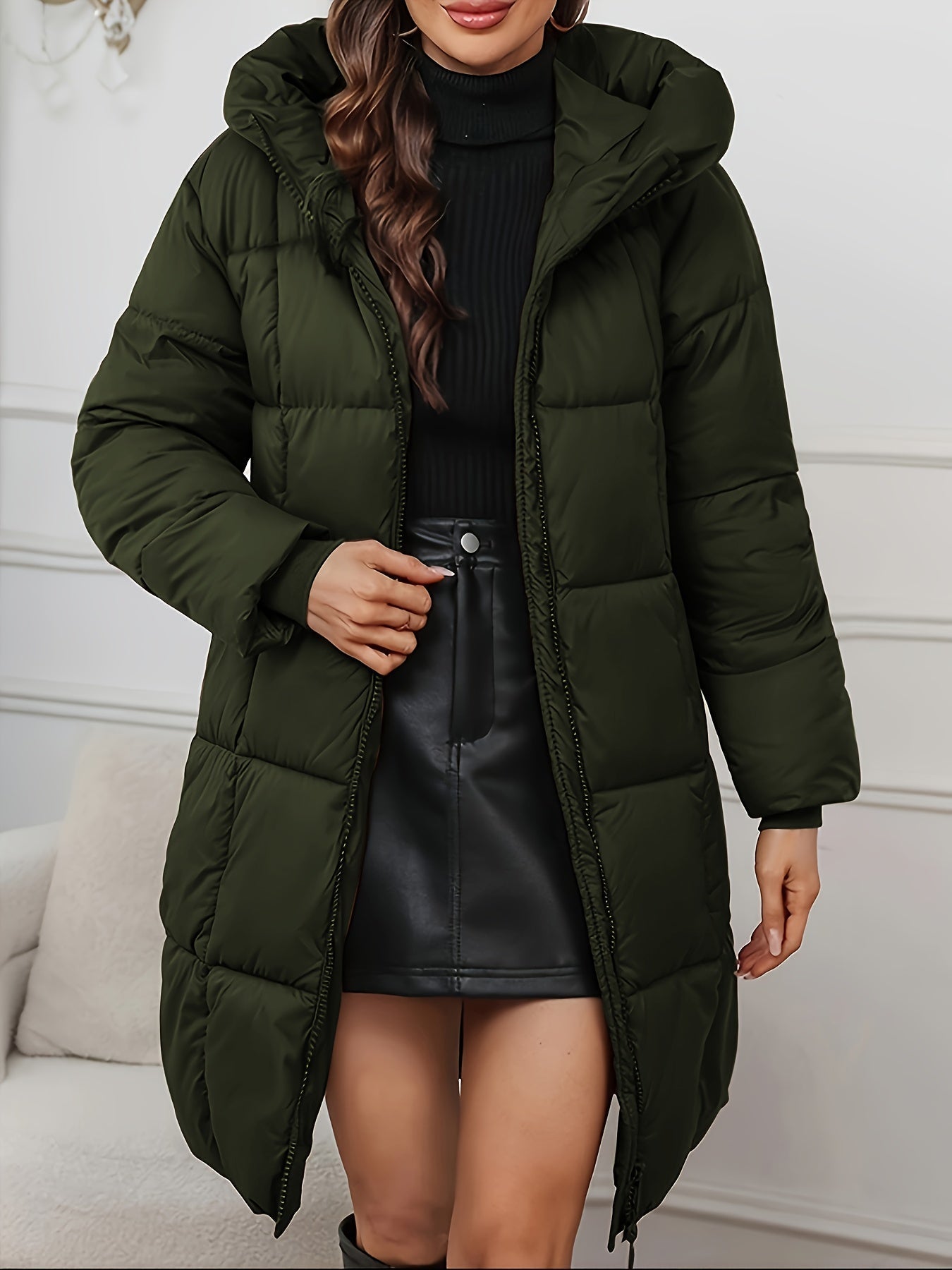 Holly | Cozy Longline Hooded Puffer Coat with Minimalist Design - Lumina