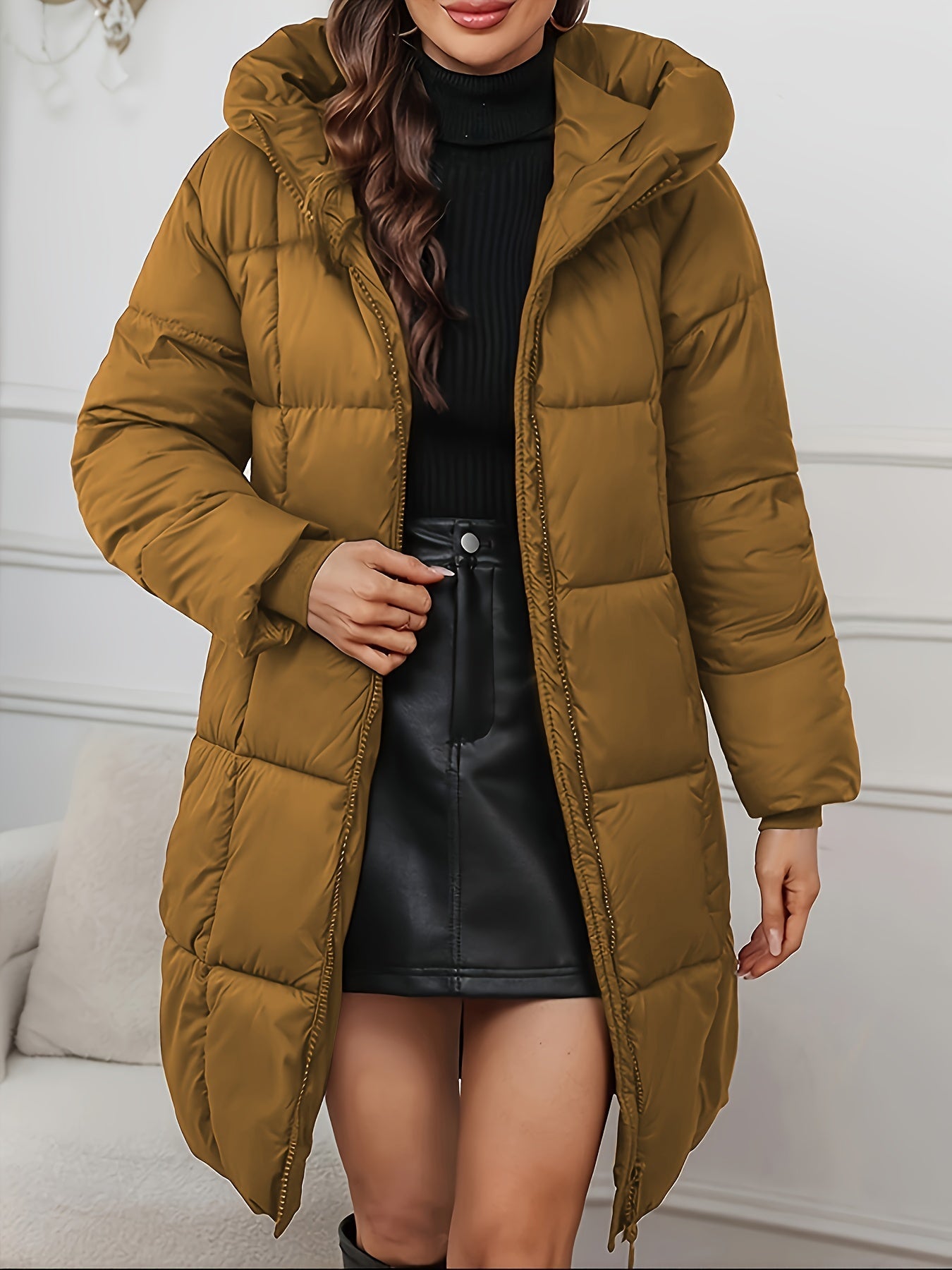 Holly | Cozy Longline Hooded Puffer Coat with Minimalist Design - Lumina