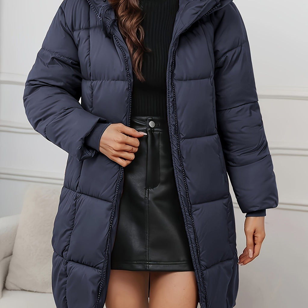 Holly | Cozy Longline Hooded Puffer Coat with Minimalist Design - Lumina