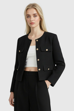 Isabella | Chic Black Short Jacket with Versatile Style - Lumina
