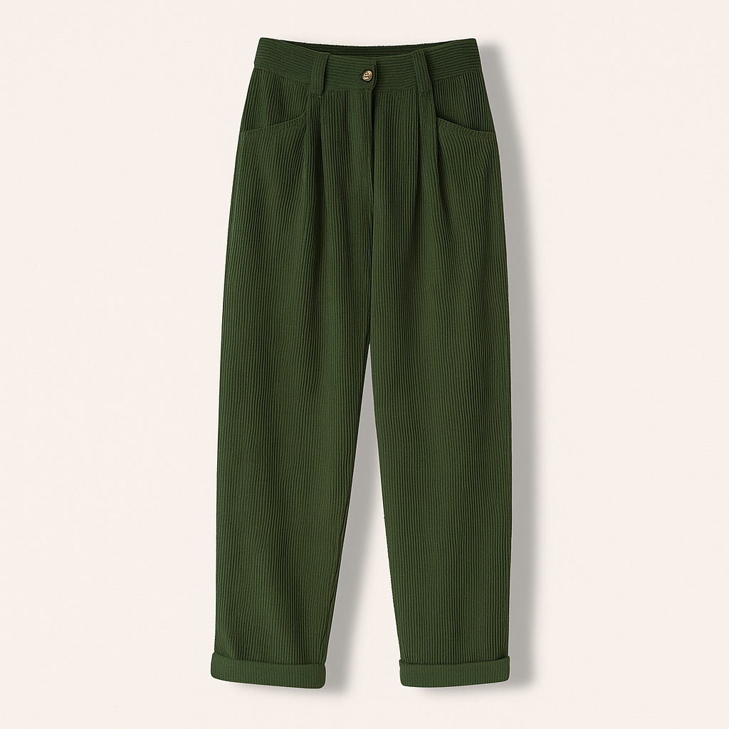 Isabella | Chic Brown Corduroy Trousers with Flattering Fit - Lumina