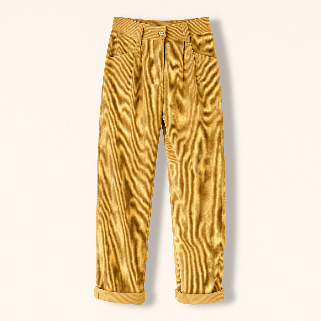 Isabella | Chic Brown Corduroy Trousers with Flattering Fit - Lumina