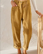 Isabella | Chic Brown Corduroy Trousers with Flattering Fit - Lumina