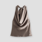 Isabella | Chic Draped Satin Tank with Halter Tie - Lumina