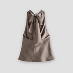 Isabella | Chic Draped Satin Tank with Halter Tie - Lumina